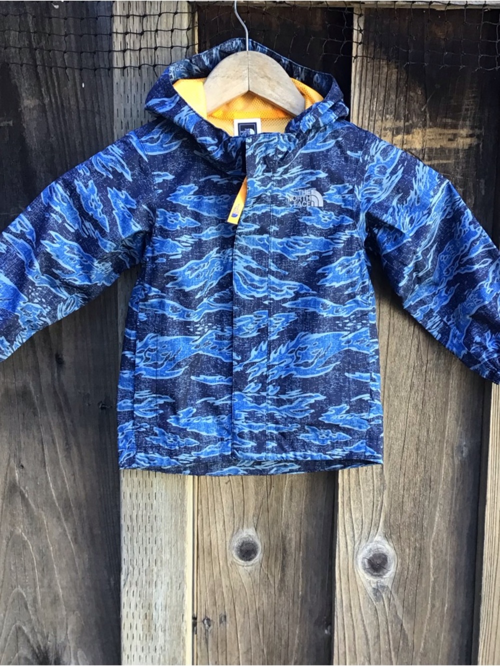 The North Face Hyvent Hooded Rain Jacket Blue Camo Toddler 2T 2TB